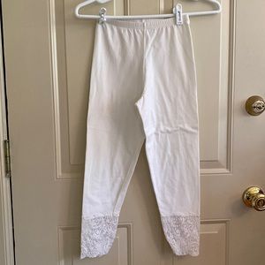 Vintage Juniors Small White Leggings with Lace Trim